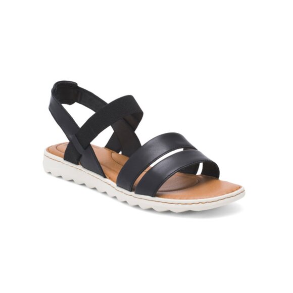 BORN Black Leather Olly Comfort Sandals - Picture 1 of 2